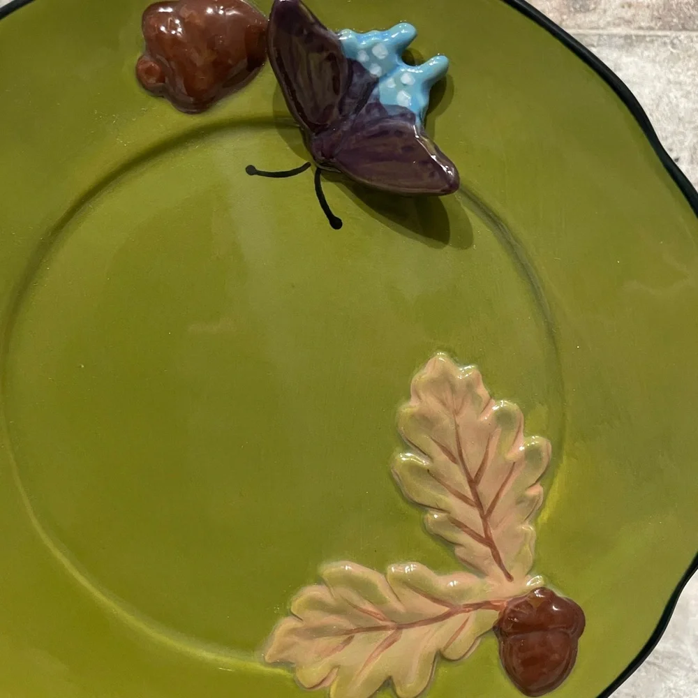 ❤️ ANTHROPOLOGIE THE FAYE ICON BUTTERFLY STONEWARE DESERT PLATE NEW